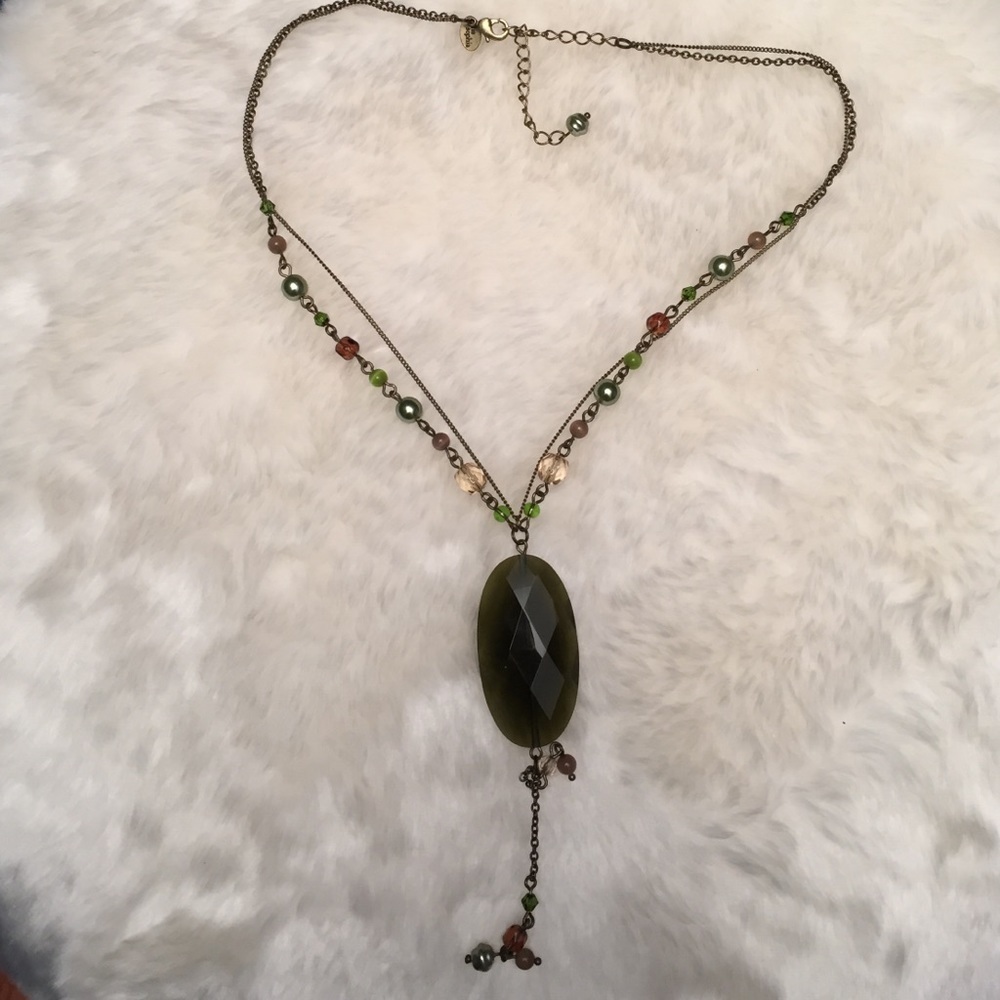 Lia Sophia Vintage Green Beaded Necklace